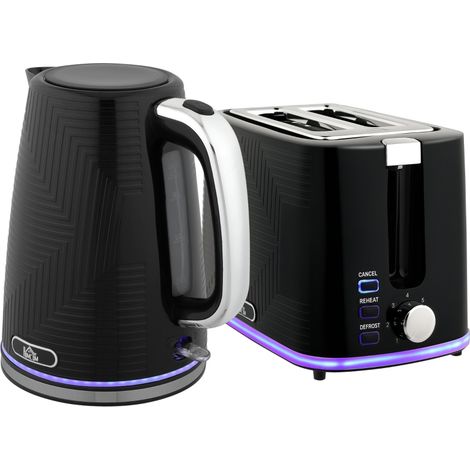 Modern Kettle and Toaster Set - Black