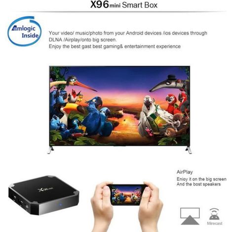Smart TV BOX X96mini 1Go + 8Go Android 7.1.2 Amlogic S905W Quad Core 1080P 4K HDTV HDR Multimédia WiFi Set Top Box - Noir (1/4)