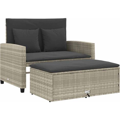 Maison Exclusive - Divano da Giardino con Cuscini 2 Posti Grigio Chiaro Polyrattan (1/5)
