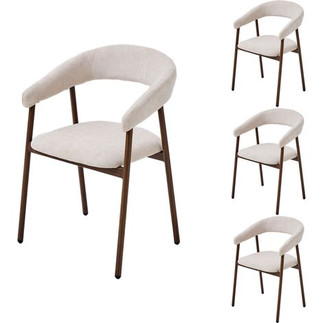 PPkrimnel Lot De 4 Chaises À Manger Beige Avec Pieds Noyer