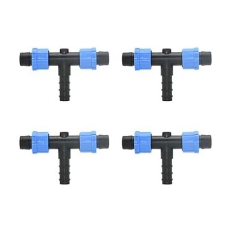Connettore a T per irrigazione a goccia, accessori per sistema di irrigazione a pioggia, divisore di gocciolamento, connettore di gocciolamento in plastica, 4 pezzi