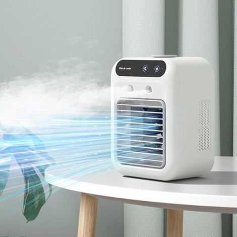 Rafraîchisseur d'air Portable,Mini Ventilateur climatiseur Rechargeable,rafraîchisseur d'air Personnel sans Fil pour la Maison, Le Bureau, Blanc (1/5)
