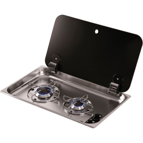 Piastra a 2 fuochi con coperchio Can