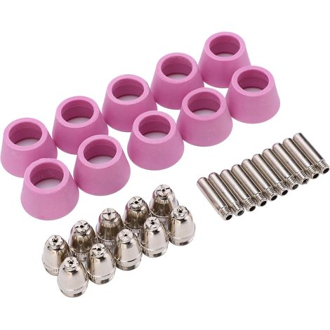 Kit de consommables pour torches de découpe plasma : électrode, pointe de contact, buse en céramique pour AG60/SG55 (30 pièces) (1/5)