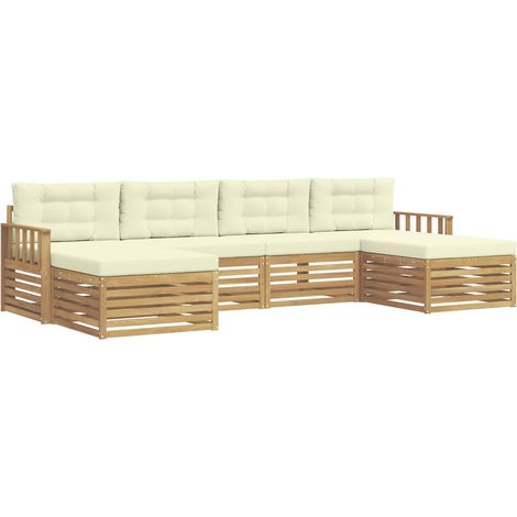 Set di divani da esterno 6 pz Bianco e Crema vidaXL (1/5)