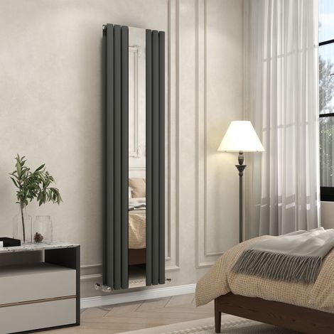1800x500mm Vertical Radiator Double Oval Column Central Heating Radiator With Mirror Anthracite