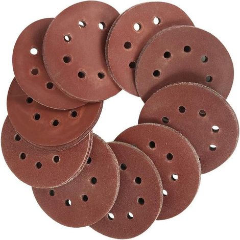 100 PCS Disque de ponçage 125mm, Disque abrasif circulaire, Papier abrasif ponceuse, Papier de verre bois pour grain de 40/60/80/100/120/180/240/320/400/800 (Style B) (1/5)