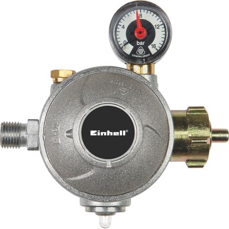 Original Einhell Innendruckregler 50 mbar (Gasheizofen-Zubehör, 0,3 bis 16 bar Eingangsdruck, 50 mbar Ausgangsdruck, integriertes Manometer, Überhitzungsschutz)