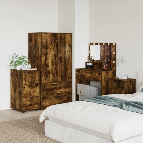 Armoire de rangement à 3 tiroirs en bois d’ingénierie chêne fumé 40 x 48 x 81 cm - PANGIVO (1/5)