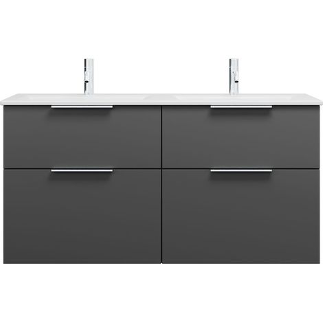 burgbad Eqio Slim double lavabo en céramique y compris meuble