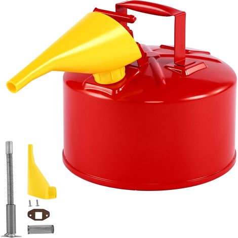 Mophorn Sicherheitskanister, 9,5 L Typ I, Metallbehälter für Benzin mit Edelstahl-Flammensperre, selbstschließendem Deckel und PE-Trichter, Aufbewahrungslösung für entzündliche Flüssigkeiten, Rot