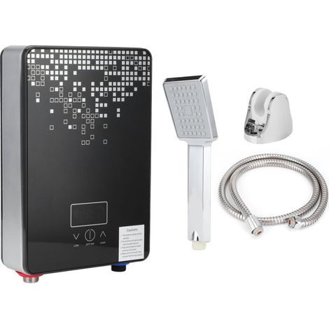 Chauffe-eau instantané 6500W – Tension 220V – Kit douche inclus – Verre trempé et acier inoxydable – Température maximale 55℃ (1/3)