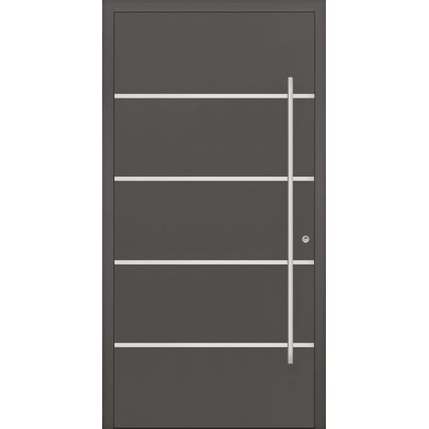 Porte d'entrée en aluminium PASSIVE ALU F2 90 cm anthracite - Poussant: Droit