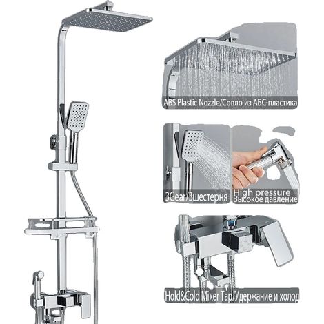 Duscharmatur-Set, 4-fach verstellbar, modernes Design, Chrom 4 Wege A (1/2)