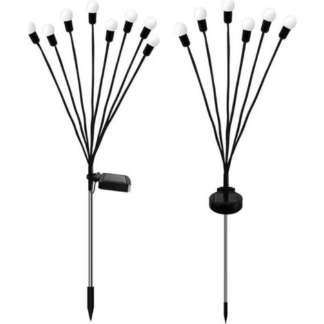 Lot de 2 lampes solaires décoratives à 6 LED – Étanchéité IP65 – Lumière chaude – Alimentation solaire – Installation sans câblage (1/5)