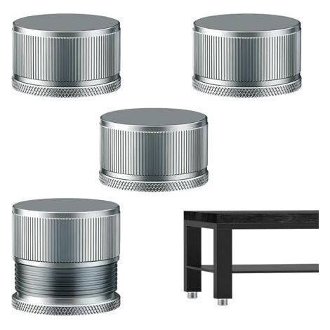 LAN Höhenverstellbare Möbelfüße, Metall, verstellbar von 2,3 bis 4,2 cm, geeignet für Tische, Schränke, Couchtische usw., 4er-Set, Silber. (1/5)