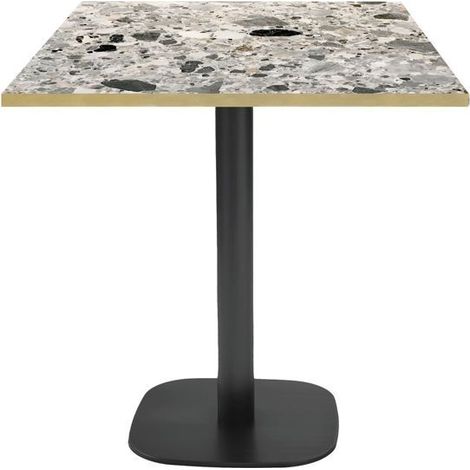 Table 70 x 70 cm - modèle Round terrazzo cepp chants laiton