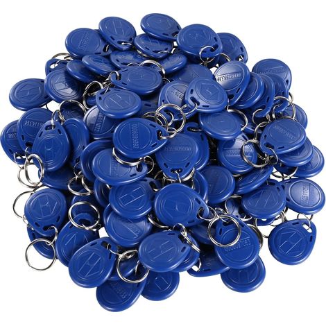 Proximité Em 125KHz RFID Id Card Tag Token Key Chain Keyfob Lecture seule Couleur Bleu (100 Pack) (1/5)