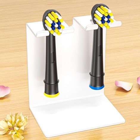 Porte-brosses à dents mural - Fixation adhésive - Rangement salle de bain - Résistant à l'eau et à la rouille - Pour toute la famille - Blanc - 12 x 8 cm (1/3)