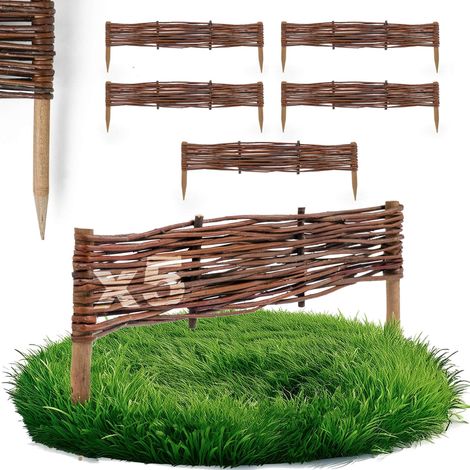 Lot de 5 Bordures Osier Bogateco Saule Naturel 60x10 cm (1/5)