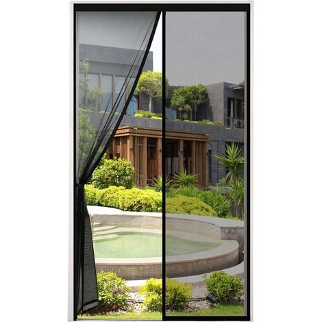 Mosquitera magnética para puerta 100 x 210 cm – Malla muy densa, negra (1/5)