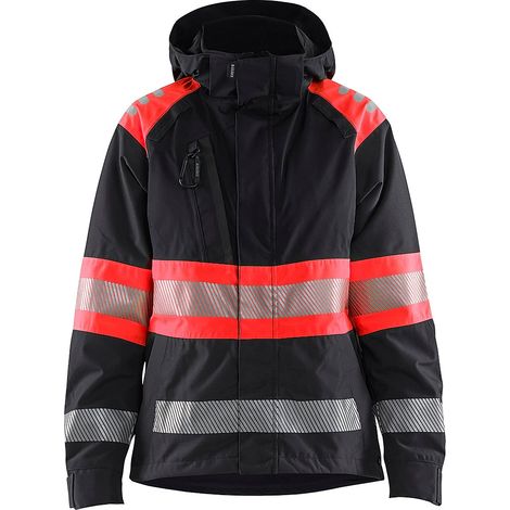 Veste de travail hardshell haute visibilité femme 4430 - Noir/Rouge fluo L