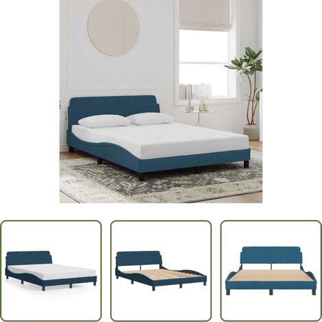 vidaXL Estructura de cama con cabecero Dover terciopelo azul 120x200 cm (1/5)