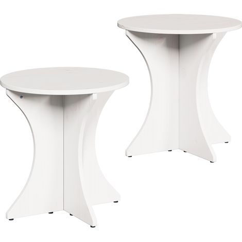 2 pcs Table basse,Table d'appoint,Table de Salon Blanc 46 x 46 x 47 cm Bois massif en pin CFW70865 (1/5)