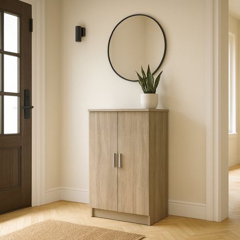 Zapatero Abram, Mueble Guardazapatos 6 Estantes, 35.3x54.6x108.4h cm Marrón Roble (1/5)