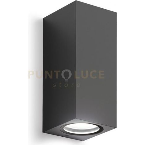 GES914- APPLIQUE GRIGIO ANTRACITE 2 LUCI ATTACCO GU10 IP44 6,8X16CM QUADRATO