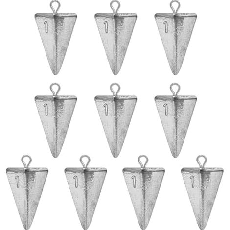 Plomb De Pêche Pyramidal - 1 Oz 2 Oz 3 Oz 4 Oz 5 Oz - Pour Pêche En Mer Et En Eau Douce - Lot De 5 (1/3)