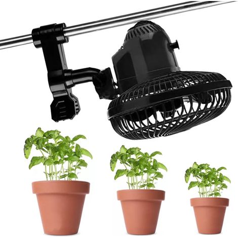 1 Ventilateur à pince, Oscillant 90°, Diamètre 24 cm, 2 Vitesses, Pour tente de culture (1/5)
