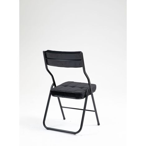 Chaise Pliante Lot de 2 - Sièges Repliables avec Coussin, Transportables et Montés, Chaises d'Appoint pour Invités, Cuisine, Bureau, Mariage, Fête - Noir (1/5)