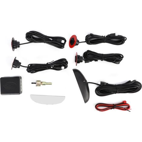 Kit 4 capteurs plats réglables pour stationnement assisté, radar de recul avec alarme sonore pour voiture, détecteur anti-collision arrière, système d’aide au parking précis. (1/5)
