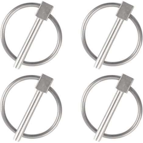 QORVA-Goupille de sécurité, 4PCS Dia 4mm Acier inoxydable Goupille de sécurité ronde Goupille de verrouillage de remorque Goupille de fixation de Lynch pour piste Ferme Pelouse