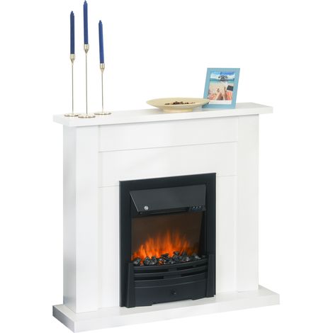 Cheminée électrique décorative 2 configurations de chaleur temporisateur flamme réglable 102x30x95cm blanc