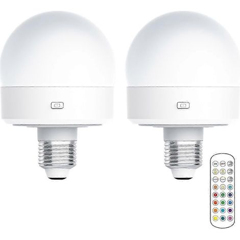 Ampoule rechargeable USB avec télécommande, minuterie, intensité réglable, facile à installer, alimentée par piles, culot E27, lampe RGB (1/4)