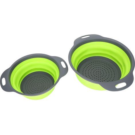 2PCS Panier d'égouttage rond pliable rétractable, corbeille à fruits multifonction, bassine en plastique pour cuisine (1/5)