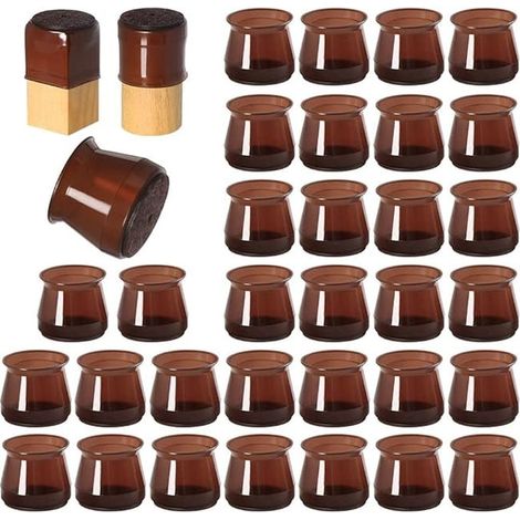Protezioni per gambe di sedia in silicone e feltro, 32 pezzi per confezione, taglia L (3,3 cm). (1/4)