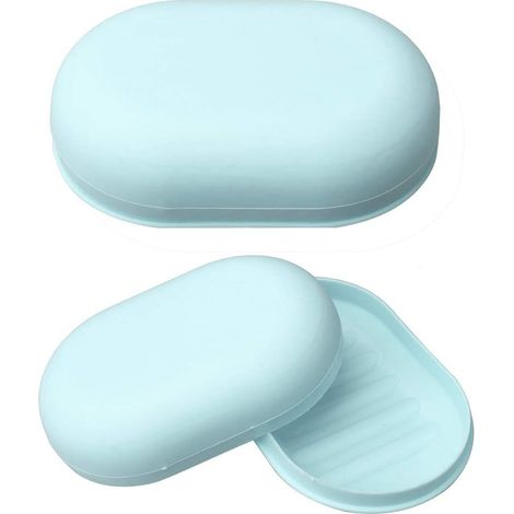 2 porte-savon PCS pour salle de bain avec douche de voyage (bleu) (1/2)
