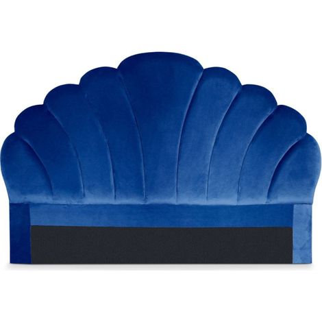 Tête de Lit en Velours "Shelly" 160cm Bleu (1/4)