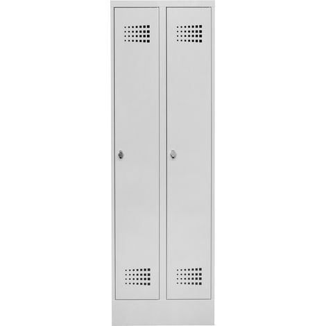 STIER Garderobenspind Premium mit Sockel 2 Abteile Drehriegel lichtgrau (1/2)