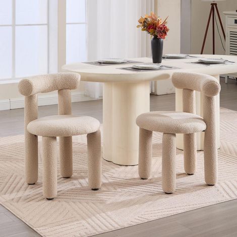 Esszimmerstühle 2er Set Kunstfell gepolstert Khaki (1/5)