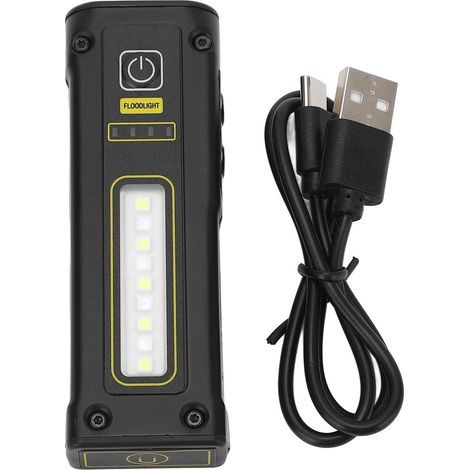 Schwarze Taschenlampe, magnetischer Saugnapf-Scheinwerfer, wasserdicht (IPX4), Typ-C-Anschluss, wiederaufladbar, Warnleuchte, 1500 mAh (1/5)