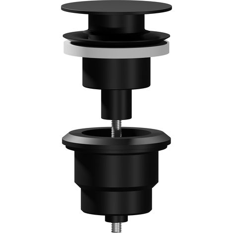 1 - Bouchon lavabo - Valve clic-clac - Compatible trop-plein et sans trop-plein - Installation facile G1-1/4 - Salle de bain - Noir