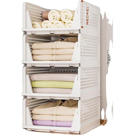Boîte de rangement, design pliable et empilable, 4 Pcs (1/2)