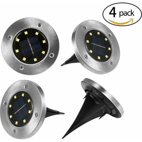 Ulisem Set mit 4 Solar-Gartenleuchten, mit Solarscheiben und LED-Leuchten, wasserdicht, ideal für Garten, Einfahrt und Wege. (1/5)