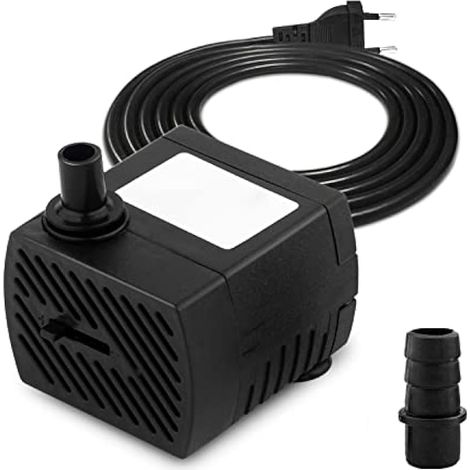 Mini pompe à eau pour aquarium 350 L/h 5 W submersible avec câble d'alimentation de 1,5 m et 2 buses pour bassin et fontaine de jardin (1/5)