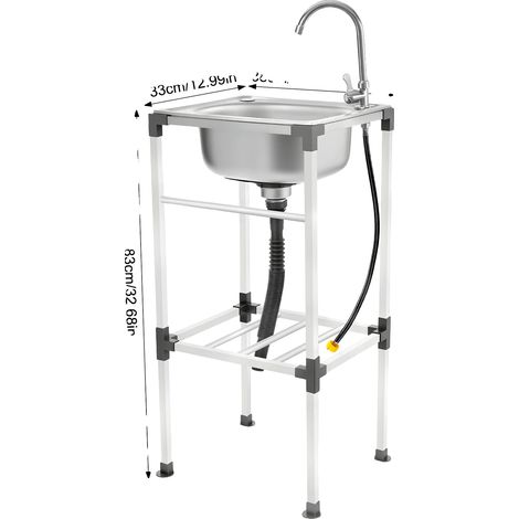 Évier de cuisine, acier inoxydable, installation facile à faire soi-même, Argent (1/2)