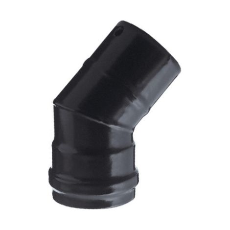 Curva gomito 45o in acciaio 8 cm 80 mm nero per stufe a pellet 1,2 mm attacco M/F porcellanato nero opaco